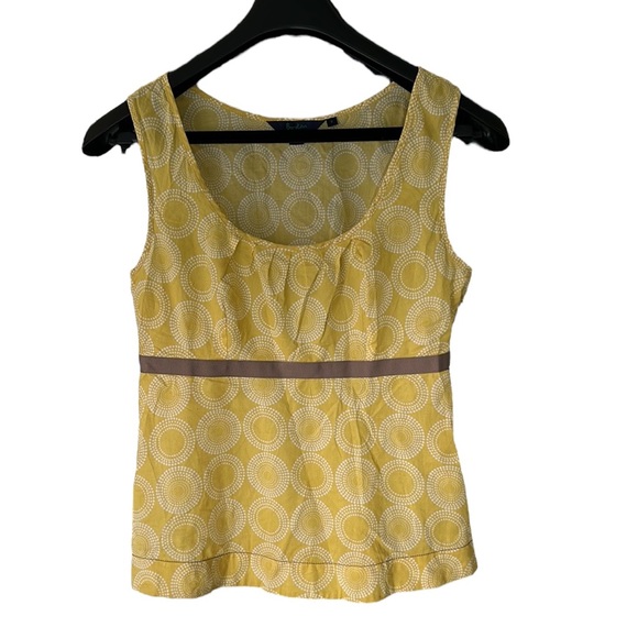 Boden Yellow Geometric Print Ribbon Cropped Tank Top - 4 - Picture 1 of 12